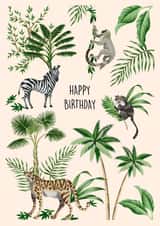 Arty Birthday Card - Wild Animals - Plants & Trees created by Poppy & Mabel 