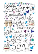 Happy Birthday Gorgeous Son - With Love - Birthday Card created by Love and Happy Stuff