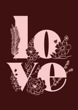 Hand-drawn floral Love card created by Josy Duck