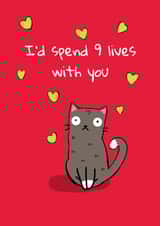 9 lives cat Valentines Day Card 43151 created by Ollie Jolly
