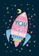 rocket moon Valentines Day Card 20624 created by Powerful Paper Co