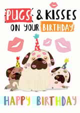 illustration pugs Birthday Card 20524 created by NICHOLA COWDERY ILLUSTRATIONS 