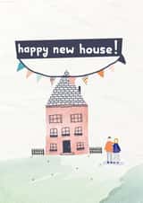 Traditional Bunting New Home Card - Housewarming - Happy New House! created by RebeccaAustinDesigns