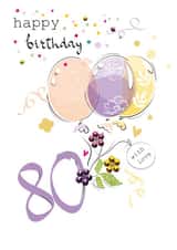 80 Age Milestone Balloons and Confetti Birthday Card created by SABIVO Design by Sabina