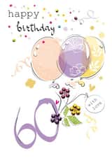 60 Age Milestone Balloons and Confetti Birthday Card created by SABIVO Design by Sabina
