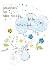 New Baby Boy Stork and Balloons Card created by SABIVO Design by Sabina