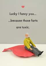 Funny Anniversary Card / Valentines Day Card - Farts - Lucky I Fancy You Because Those Farts Are Toxic created by Bold & Bright Cards