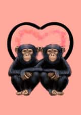 monkey love Valentines Day Card 47053 created by Charlotte Oxenham