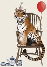 balloon tiger Birthday Card 21306 created by Molly & George Illustration