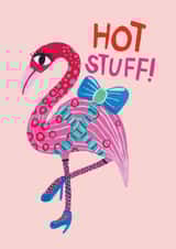 flamingo hot stuff Valentines Day Card 21422 created by The Blue Castle Co
