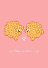 Cute Bean Pun Anniversary Card / Valentines Day Card - Baked Beans - You Bean So Much To Me created by Back to the drawing board illustration 