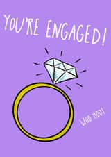 You're engaged - Woo Hoo - Diamond ring themed engagement card created by Lauren Clark