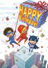 superhero present Birthday Card 15057 created by Karmuka
