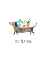 Cute Dachshund New Home Card - House Plants - Dog - Happy New Home created by Hello Jax UK