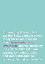 miss you miss Just Because Card 21376 created by The Right Lines