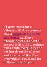 Heartfelt Valentines Day Card - Giggle At The Same Silly Things created by The Right Lines