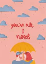 Couple in the Rain Card created by Laura Jayne Lettering