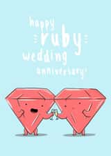 Ruby wedding anniversary - clinking champagne created by The Tipsy Turtle