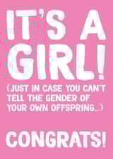 it's a girl baby girl New Baby Card 12208 created by Pierre Cochon Ltd