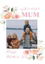 Personalised Mothers Day Photo Card created by Emoticology Cards - Pretty Personalised Floral Mother's Day Photo Card - For Mum - To My Wonderful Mum Happy Mother's Day