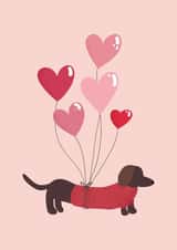 sausage dog dog Valentines Day Card 21512 created by @pepperpeachillustrations