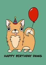 Corgi Balloon Birthday Card 21514 created by @cuteblacklines