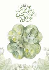 lucky day four-leaf clover Good Luck Card 20662 created by Lau Gonzalez