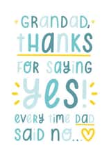 Thanks for saying yes Grandad card created by Joanne Hawker
