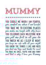 Cute Mothers Day Card - Mummy - Poem created by Joanna Miller