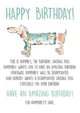 sausage dog dachshund Birthday Card 12209 created by Pierre Cochon Ltd