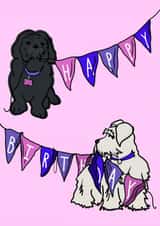 Cute Birthday Bunting card - Dogs - Happy Birthday created by FloofAndFlump Designs