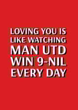 Manchester United 9-0 Valentine's and Anniversary card created by Pottsy Prints