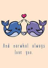 narwhal love Valentines Day Card 7484 created by Punderstanding Life