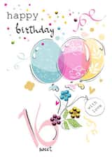 Sweet 16 Teen Balloons and Confetti Birthday Card created by SABIVO Design by Sabina