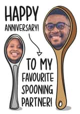 Personalised Anniversary Photo Card created by TeePee Creations - Cute Big Spoon Little Spoon Anniversary Card / Photo Card - To My Favourite Spooning Partner