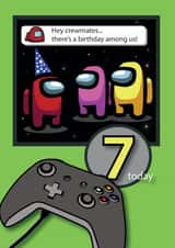 Birthday card for 7 year old Among Us fan created by Jackie Ponwaye Design