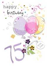 75 Age Milestone Balloons and Confetti Birthday Card created by SABIVO Design by Sabina