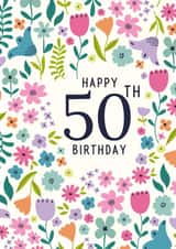 Pretty floral 50th Birthday card created by Sarah Corcoran