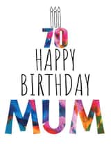 Mum 70th Birthday Card - Abstract Art - Birthday Cake and Candles created by size3art