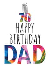 70th Birthday Dad Abstract Card - Birthday cake and candles created by size3art