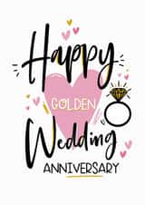 Cute Golden Anniversary Card - 50 Years - Happy Golden Wedding Anniversary created by Lucy Rose Party