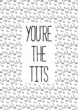 Funny card for birthday, anniversary, thank you. Friend, mum - you're the tits created by Bella Bespoke