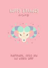Aries Zodiac birthday card created by Laura Mason