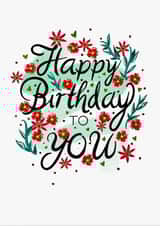 Pretty Floral Birthday Card - Hearts, Flowers And Leaves created by eamberart