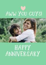 Personalised Anniversary Photo Card created by Giddy Kipper - Couple Anniversary Photo Card