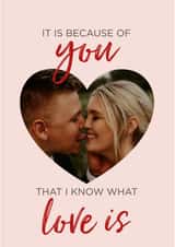 Personalised Anniversary Photo Card created by Poppy Lane - "Because Of You" Anniversary Photo Card