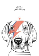 Cute Mothers Day Card - Dog - David Bowie - You're A Star Mum created by Dotty Dog Art