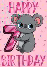 7th Birthday Pink Koala Bear Card created by Love Gifts