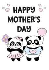 pandas cute Mothers Day Card 45794 created by Crystal Star Gift Shop