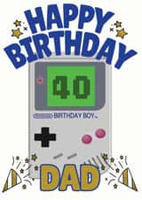 Nintendo Birthday Boy - Happy 40th Birthday Dad Game Boy Card created by ShortRound888